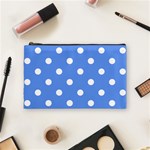Polka Dots - White on Cornflower Blue Cosmetic Bag (M)