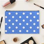 Polka Dots - White on Cornflower Blue Cosmetic Bag (L)