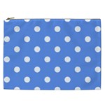 Polka Dots - White on Cornflower Blue Cosmetic Bag (XXL)