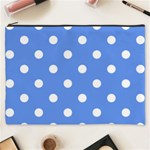 Polka Dots - White on Cornflower Blue Cosmetic Bag (XXXL)