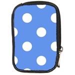 Polka Dots - White on Cornflower Blue Compact Camera Leather Case