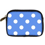 Polka Dots - White on Cornflower Blue Digital Camera Leather Case