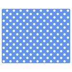 Polka Dots - White on Cornflower Blue Double Sided Flano Blanket (Medium)