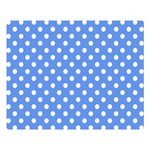 Polka Dots - White on Cornflower Blue Double Sided Flano Blanket (Large)