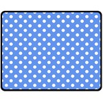 Polka Dots - White on Cornflower Blue Double Sided Fleece Blanket (Medium) (Two Sides)