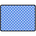 Polka Dots - White on Cornflower Blue Double Sided Fleece Blanket (Large) (Two Sides)