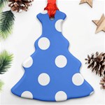 Polka Dots - White on Cornflower Blue Ornament (Christmas Tree)