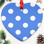 Polka Dots - White on Cornflower Blue Heart Ornament (Two Sides)