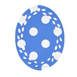 Polka Dots - White on Cornflower Blue Ornament (Bell) Ornament (Oval Filigree)