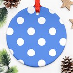 Polka Dots - White on Cornflower Blue Ornament (Round)