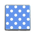 Polka Dots - White on Cornflower Blue Memory Card Reader (Square)