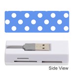 Polka Dots - White on Cornflower Blue Memory Card Reader (Stick)