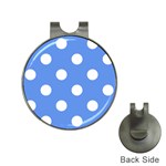 Polka Dots - White on Cornflower Blue Golf Ball Marker Hat Clip