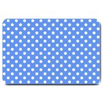 Polka Dots - White on Cornflower Blue Large Doormat