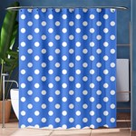 Polka Dots - White on Cornflower Blue Shower Curtain 60  x 72  (Medium)