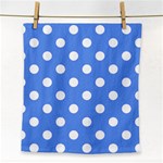 Polka Dots - White on Cornflower Blue Face Towel