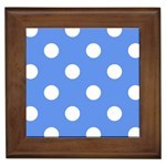 Polka Dots - White on Cornflower Blue Framed Tile
