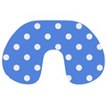 Polka Dots - White on Cornflower Blue Travel Neck Pillow
