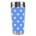 Polka Dots - White on Cornflower Blue Stainless Steel Travel Tumbler