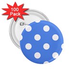 Polka Dots - White on Cornflower Blue 2.25  Button (100 pack)