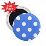 Polka Dots - White on Cornflower Blue 2.25  Magnet (100 pack)