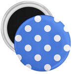 Polka Dots - White on Cornflower Blue 3  Magnet