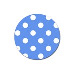 Polka Dots - White on Cornflower Blue Magnet 3  (Round)