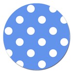 Polka Dots - White on Cornflower Blue Magnet 5  (Round)
