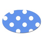 Polka Dots - White on Cornflower Blue Magnet (Oval)