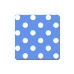 Polka Dots - White on Cornflower Blue Magnet (Square)