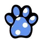 Polka Dots - White on Cornflower Blue Magnet (Paw Print)