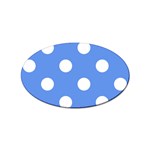 Polka Dots - White on Cornflower Blue Sticker Oval (10 pack)