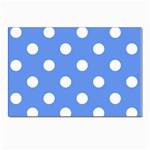 Polka Dots - White on Cornflower Blue Postcard 4  x 6 