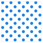 Polka Dots - Dodger Blue on White Large Satin Scarf (Square)