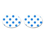 Polka Dots - Dodger Blue on White Cufflinks (Oval)