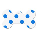Polka Dots - Dodger Blue on White Dog Tag Bone (One Side)