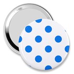 Polka Dots - Dodger Blue on White 3  Handbag Mirror