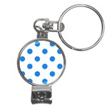 Polka Dots - Dodger Blue on White Nail Clippers Key Chain