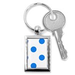 Polka Dots - Dodger Blue on White Key Chain (Rectangle)