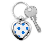 Polka Dots - Dodger Blue on White Key Chain (Heart)