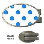 Polka Dots - Dodger Blue on White Money Clip (Oval)