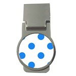 Polka Dots - Dodger Blue on White Money Clip (Round)