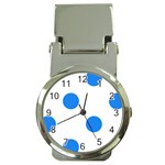 Polka Dots - Dodger Blue on White Money Clip Watch