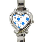 Polka Dots - Dodger Blue on White Heart Italian Charm Watch
