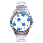 Polka Dots - Dodger Blue on White Stainless Steel Analogue Watch