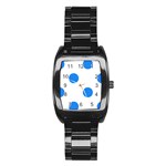 Polka Dots - Dodger Blue on White Stainless Steel Barrel Watch