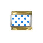 Polka Dots - Dodger Blue on White Gold Trim Italian Charm (9mm)