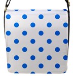Polka Dots - Dodger Blue on White Flap Closure Messenger Bag (S)
