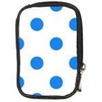 Polka Dots - Dodger Blue on White Compact Camera Leather Case