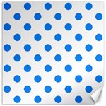 Polka Dots - Dodger Blue on White Canvas 16  x 16 